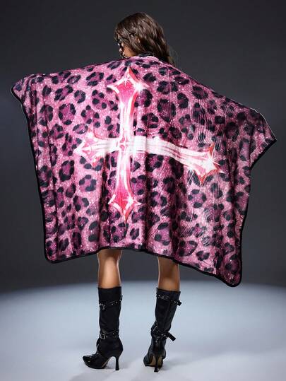 ROMWE Goth 卡通复古风格四人女孩舒适便携毯，适用于客厅，442464