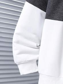 Vacaura 2pcs/Set Teenager Patchwork Round Neck Casual Printed Long Sleeve Sweatshirt And Drawstring Hem Sweatpants, Fashion Outfit