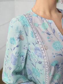 Yasmyna Vestido holgado y de moda con parches de encaje floral romántico para mujeres