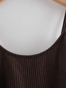 SHEIN LUNE 大码女装三件套：纯色罗纹可调节吊带背心 + 休闲开襟长袖开衫 + 松紧腰紧身裤 - 藏蓝色 - 查看 6