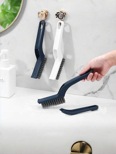 Long White Plastic Household Floor Brush, Bathroom Floor Brush, Bathroom Cleaning Brush, Floor Tile Wall Gap Groove Brush, Suitable For Kitchen, Bathroom, Dining Room, Living Room, Wall Gaps