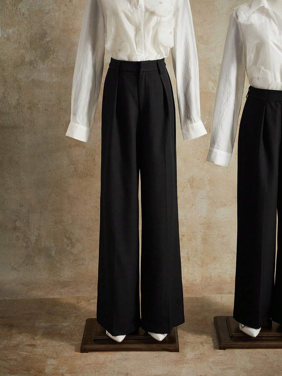 Anewsta Pantalones de traje plisados de diseño elegante y de moda, con bolsillos, pierna recta, para personas altas
