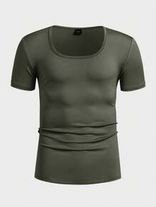 Manfinity VCAY Men's Knitted Casual Loose Solid Color Short Sleeve T-Shirt - Black - View 4
