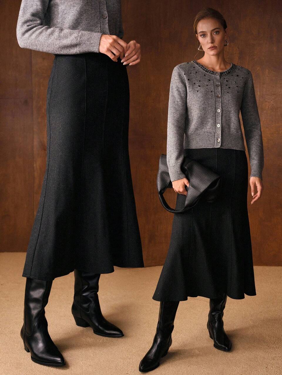 ZIPPER BIAS CUT SKIRT