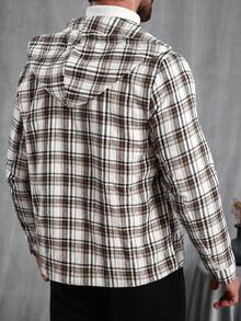 Manfinity Homme Chaqueta con capucha casual a cuadros para hombre, otoño