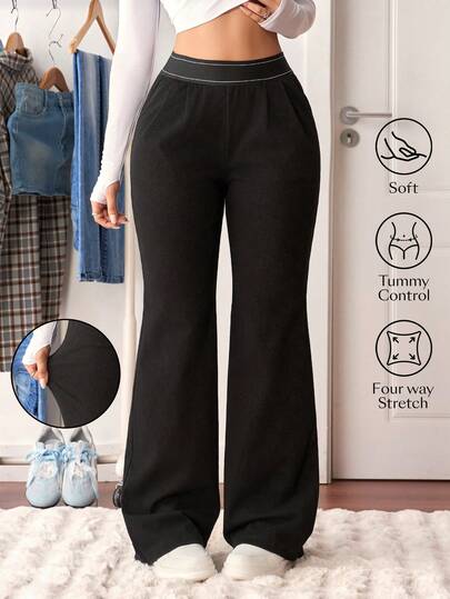 Flexra 女式素色简约日常喇叭牛仔裤