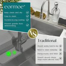 1/4PCS Kitchen Faucet Mat - Diatomite Splash Guard For Sink, Quick-Drying Water Absorbing Stone Tray Includes Sandpaper Suitable For Kitchen Sink Bathroom Bath Tub Quick Dry Non-Slip Easy To Clean,17.7x3.9in,23.6x3.9in - Multicolor - View 8