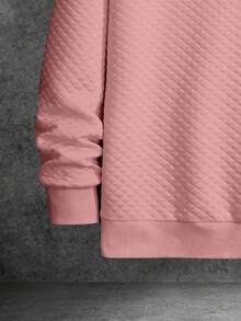 Manfinity Homme Men's Solid Color Round Neck Casual Versatile Long Sleeve Pullover Sweatshirt Waffle Knit Long Sleeve Mens Jumpers Long Sleeves For Men Men Clothes Casual - Dusty Pink - View 4