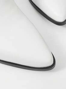 MOTF BOTAS DE TOBILLO DE TACÓN GRUESO DE PUNTA FINA PARA MUJER - Blanco - Ver 8