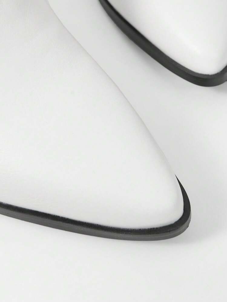 WOMEN'S FASHION POINTED TOE CHUNKY HEEL ANKLE BOOTS