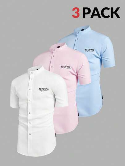 Manfinity VCAY Men's Casual Woven Short Sleeve Solid Color Loose Fit Suit/Set, Fashion & Daily Wear, Young