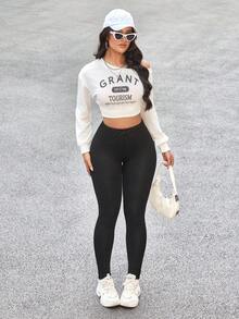 SHEIN Essnce Jeans casuales y versátiles de talle alto y ajustados para mujer - Negro - Ver 6