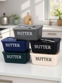1个PP材质黄油碟，带盖和刀，碟身印有“BUTTER”字样，可保持黄油新鲜，方便日常早餐和烘焙使用。 - 彩色 - 查看 6