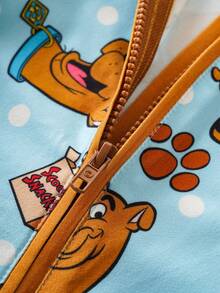 SCOOBY-DOO X SHEIN Baby Boy Cute Cartoon Bone & Paw Print All-Over Print Crew Neck Long Sleeve Zip-Up Footed Pajama Baby Boy Clothes Baby Boy Pajama Set Baby Boy Pajamas Zipper - Multicolor - View 7