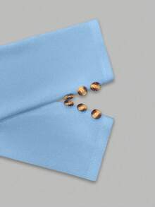 EMERY ROSE 纯色修身优雅职业装长袖西装外套 - 藍色 - 查看 5