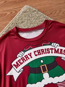 SWAVVY Áo phông Giáng sinh Áo phông thường ngày nam Áo phông ngày lễ - Đỏ - Xem 3