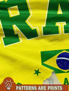 SHEIN EZwear Casual Minimalist English Graphic Round Neck Short Sleeve Loose Women T-Shirt, Suitable For Summer Back To School