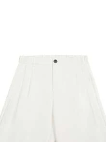 Manfinity Homme Pantalon plissé blanc pour hommes, pantalon habillé polyvalent et - Blanc - Voir 4