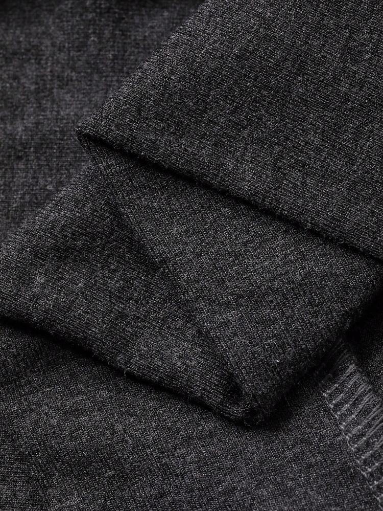 Dazy Plus 大码女式简约纯色撞色蕾丝吊带睡裙长袖睡袍套装，春秋季、秋冬季服装 - 深灰色 - 查看 3