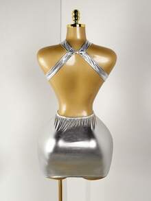 Zolique Women's Solid Color Faux Leather Hollow Out Back Round Neck Sleeveless Slim Mini Dress PU Leather Women Outfit,Dress Women , Elegant  Dress ,Elegant ,Elegant Dresses For Women , Elegant Dress For Women , Elegant Dresses For Party , Elegant Dres, Elegant Dress Women ,Elegant Dresses For Ladies , Party Dress , Elegant Dresses For Party , Party Dresses For Women  Party Dresses , Elegant Party Dresses , Christmas Party Dress , Long Party Dresses ,  Elegant Party Dress , Long Party Dress , New Year Dress , New Year , New Year Clothe,  New Year's Dress, New Year Outfit , Clothes For New Year , Women's New Year's Eve Dress,  Outfit For New Year's Eve , New Year Women , Sequin Dres, Sparkly Dress , Shiny Dress, Sequin Dress For Women, Glitter Dress, Sequin , Sequin Skirt Women