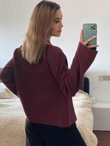 DAZY 2 件套女士优雅纯色吊带背心开衫套装，秋季 - 紫色 - 查看 2