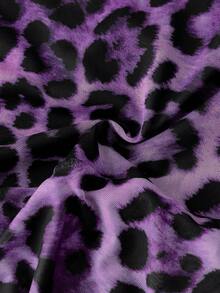 Franclia Damen Mode Leoparden-Muster Mesh transparente Schulter Langarm Bodysuit - Violett - Übersicht 6