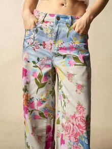 Bohemela Quần ống rộng in họa tiết dệt đơn giản dành cho nữ - Nhiều màu - Xem 4