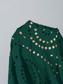 Swim Oasis 女士V领焦糖棕色镂空连体泳衣 - 墨綠色 - 查看 8