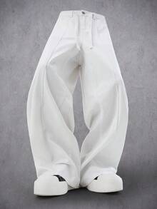 Manfinity Denimwave 男士深灰色水洗宽松休闲短款牛仔经典夹克，适合外出、休闲、大学校园、街头或工作场合穿着。 - 白色 - 查看 3