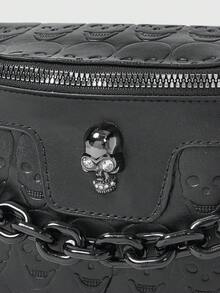 ROMWE Grunge Punk Nova tudo-em-um moda bolsa de peito retro personalidade bolsa crossbody versão coreana - Preto - Ver 3
