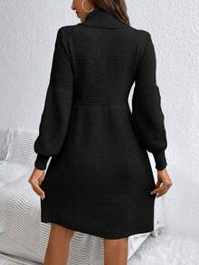SHEIN Frenchy Vestido de punto con mangas farol y cuello alto para otoño/invierno