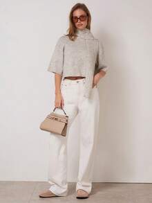 COSMINA Damen elegantes kurzärmliges Strick-Top mit Schleife, vielseitig für Pendeln & Büromode, Frühherbst - Kamelfarben - Übersicht 4