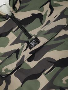 2pcs/Set Teens' New Thick Camo Hooded Half-Zip Sweatshirt And Camo Cargo Jogger Pants Casual Sports Outfit, Winter - Multicolor - View 4