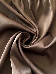 Flirla 大码女式缎面亮面V领收腰褶皱长裙，饰有大号金属扣，搭配缎带A字长袖巧克力棕色绉纱上衣，优雅复古法式街头风简约澳式休闲冬季时尚，适合万圣节、圣诞节、感恩节、下午茶会、半正式场合以及秋冬季穿着。 - 棕色 - 查看 9