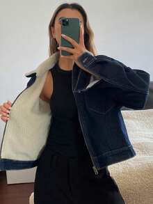 DAZY Women's Casual Short Denim Jacket, Autumn New Arrival - Dark Wash - View 3