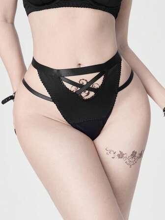 Women's Gothic Lace Floral Crotchless Sexy Panties