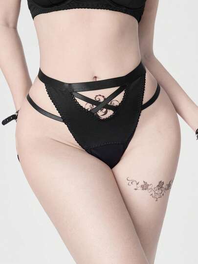 Women's Gothic Lace Floral Crotchless Sexy Panties