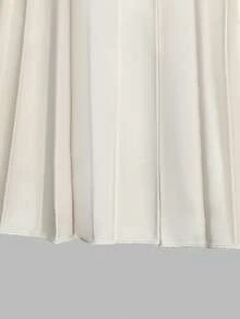 SHEIN Clasi 优雅高端百褶杏色A字裙，时尚精致 - 杏色 - 查看 5