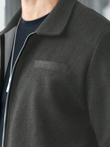 Manfinity CasualCool Áo khoác nam trơn màu có khóa kéo thường ngày, áo khoác crop mùa thu/đông cho nam, áo khoác nam, áo khoác mùa hè cho nam, áo khoác nam dài tay có khóa kéo thường ngày - Xám - Xem 7