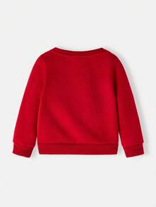 TOM & JERRY X SHEIN Baby Boy Casual Cartoon Cat & Letter Print Crew Neck Red Sweatshirt, Autumn - Red - View 2