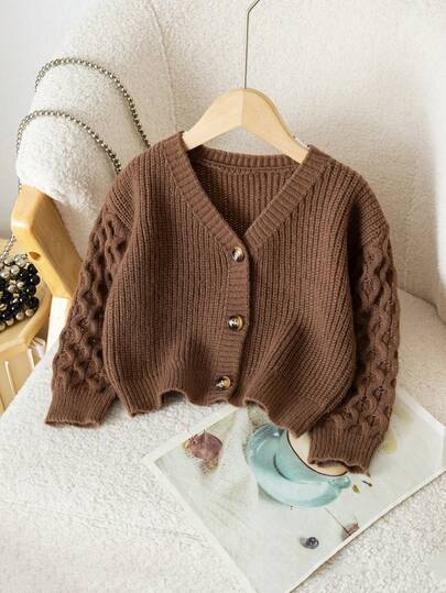 Genkimix Kids New Fashionable Versatile Girls Casual V-Neck Brown Cardigan Kids Cardigan Sweater Girls Brown Cardigan Brown Sweater Big Girl Knit Cardigan Kids Sweaters For Girls ButtonToddler Cardigan Girl Children Cardigan Cardigan For Girls Big Girl Knit Cardigan Kids Sweaters For Girls Button Girl Cardigan Girl Clothes Autumn And Winter Girl Sweater Jacket Girl Clothes Autumn And Winter Clothes Young Girls Cardigans, Beige, White, Light Yellow, Apricot, Comfortable & Creative Knitted Textured, Minimalist V-Neck, Lantern Sleeve, Ribbed, Suitable For All Seasons, Elegant & Cute, Lightweight & Cozy, Personalized & Playful, Suitable For Play, Daily Wear, School, Knitted Sweater Cardigan Children Cardigan Girls Brown Cardigan Brown Sweater Big Girl Knit Cardigan Kids Sweaters For Girls Button Brown Sweater 4 Years Old Girls