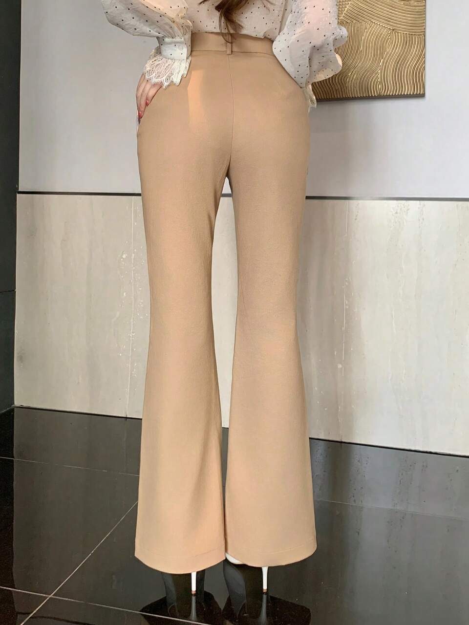 Women's Elegant Solid Color Flare Pants, Autumn