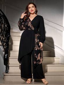 Gownix Bộ 2 món tay áo đèn lồng quấn quanh bằng lưới lấp lánh cỡ lớn - màu đen - Xem 6