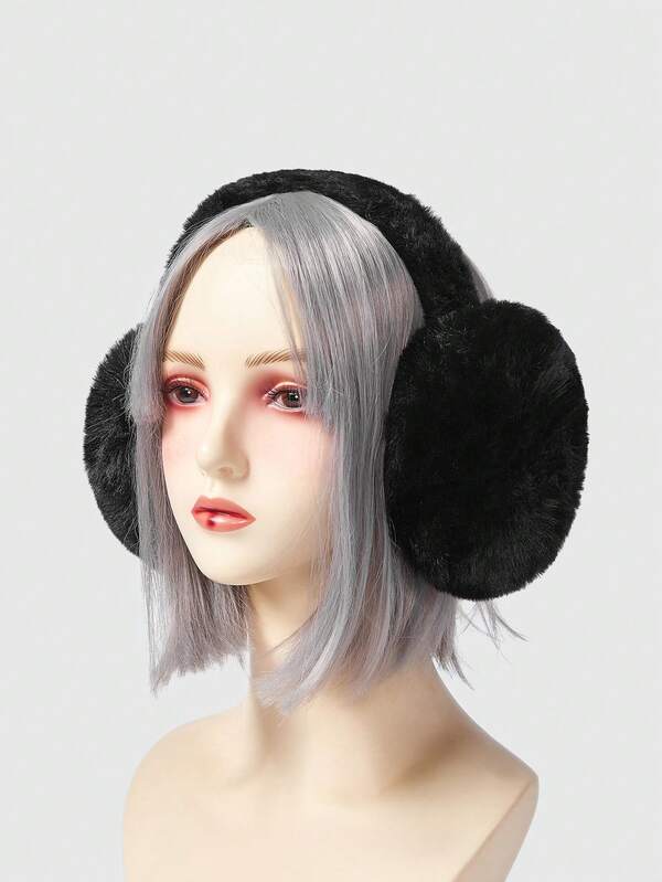 ROMWE Kawaii 1 件可爱毛绒冬季耳罩，可折叠，防冻耳罩，适合女士，适合骑自行车和户外活动万圣节