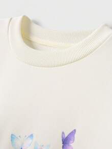 JNSQ Ensemble de 2 pièces pour préadolescentes : Sweat-shirt-shirt ample à col rond avec imprimé papillon + Pantalon de jogging à jambe droite décontractée, convient pour l'automne, l'hiver, le port quotidien, les activités extérieures, les vacances, le streetwear, les fêtes et les tenues décontractées