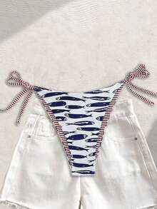 Swim Vcay 时尚甜美肩部系带侧蝴蝶结无钢圈可拆卸衬垫沙滩机场性感女士比基尼泳裤 - 彩色 - 查看 4