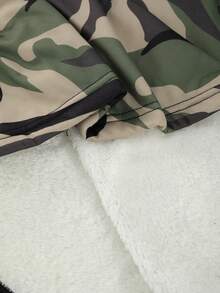 2pcs/Set Teens' New Thick Camo Hooded Half-Zip Sweatshirt And Camo Cargo Jogger Pants Casual Sports Outfit, Winter - Multicolor - View 6