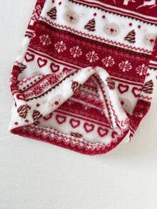 SHEIN Unity 1 Stück Weihnachtsparty Sweatshirt mit Schleifen-Muster in Rot & Weiß, thermisch gefüttert, Langarm und 1 Stück Weihnachtsbaum & Hirsch Plüsch Loungewear Set mit Kordelzug für Damen - Verschiedenfarbig - Übersicht 5