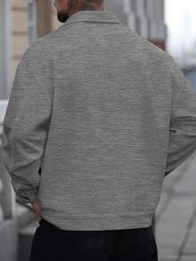 Manfinity CasualCool Chaqueta casual de manga larga de unicolor y minimalista para hombres, primavera/otoño - Gris - Ver 2