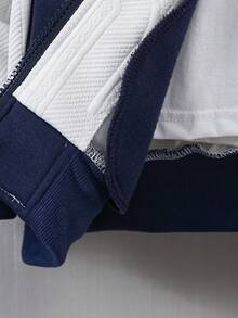 2pcs/Set Boys' Vacaura Outfit, Fashion Textured Letter Hoodie Jacket And Casual Drawstring Pants, Suitable For Spring, Autumn And Winter